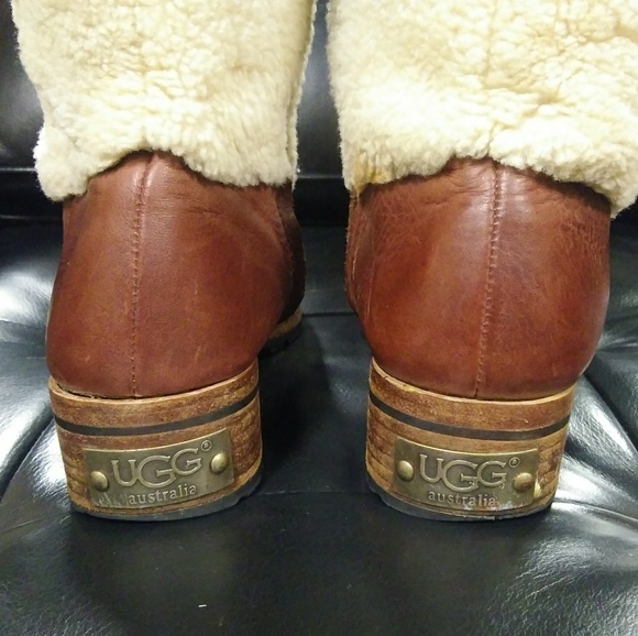 UGG Shoes - SALE🎉 Ugg | Leather Fur Riding Boots Brown White